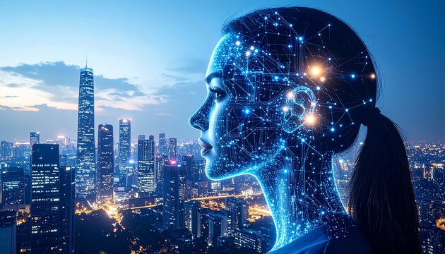 AI Womans Neural Network Cityscape Vision