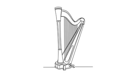 Obraz premium Outline of a harp in minimalistic style with simple design 