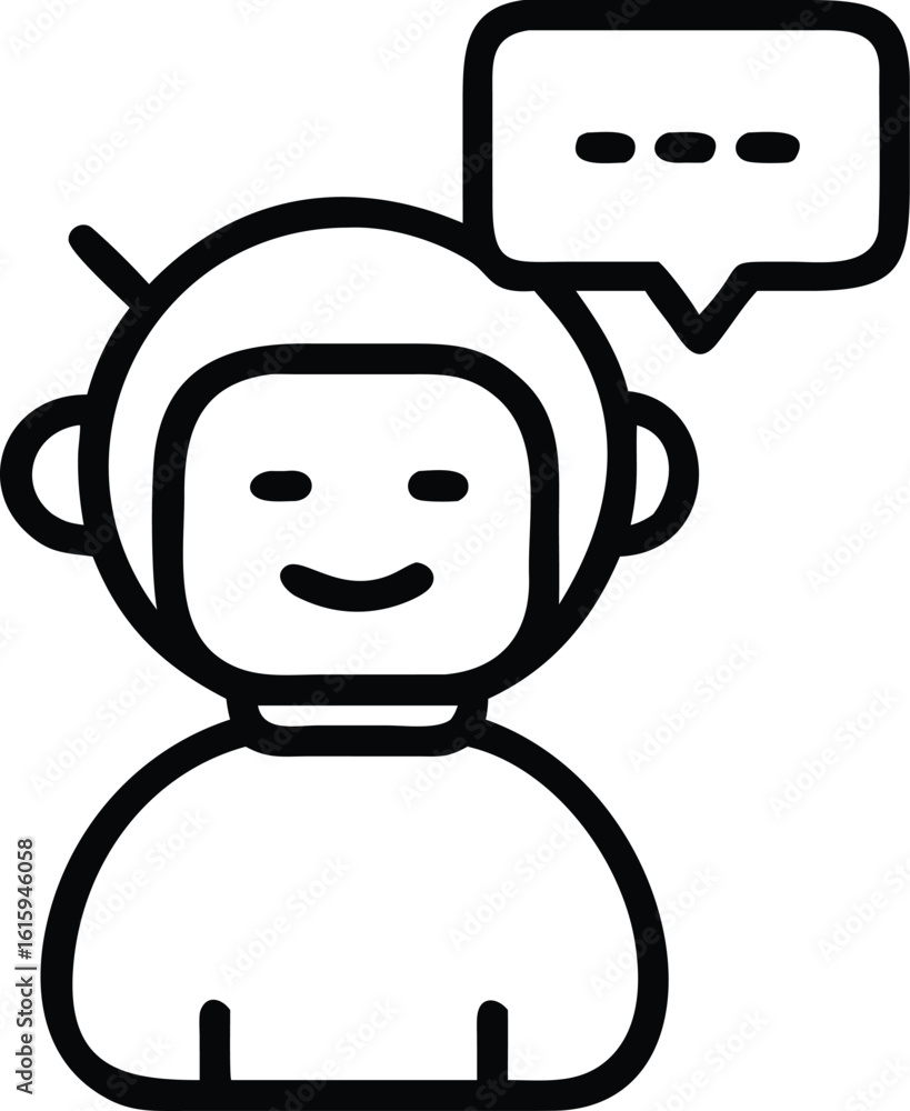 Poster minimal ai chatbot vector icon for digital assistant interface, ai chatbot icon, chatbot vector symb