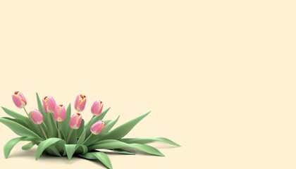 A Soft cream pastel backdrop adorned with tulips—elegant, fresh, and gently romantic.