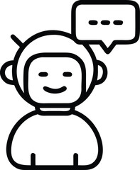 Minimal AI chatbot vector icon for digital assistant interface, AI chatbot icon, Chatbot vector symbol, Artificial intelligence chatbot design