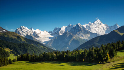 majestic mountain range with snow capped peaks against stark white background
