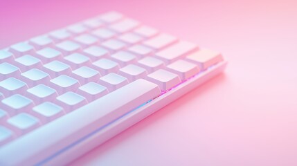 White mechanical keyboard with vibrant keys, set on a clean desk for an efficient workspace.