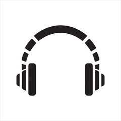 Black silhouette of headphones with a textured headband isolated on white background