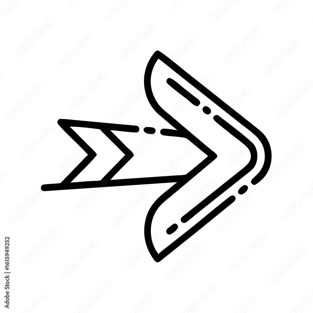Poster a modern line art icon of a forward arrow pointing right. this vector symbol represents direction, g
