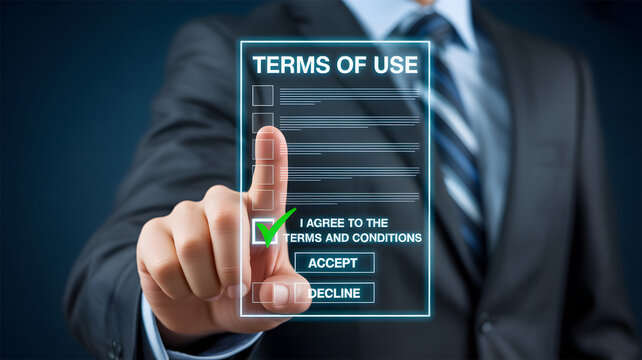 Businessman Accepting Digital Terms of Use Agreement