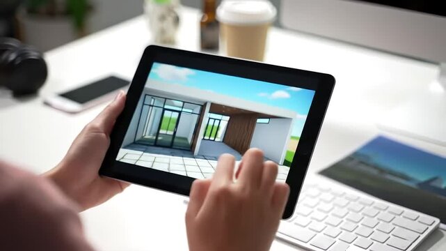 Modern Home Design on Tablet A Virtual Architectural Tour