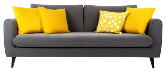 PNG Grey sofa pillow furniture cushion.