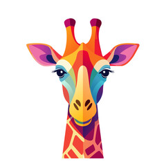 Colorful Giraffe Head Icon Isolated on a Transparent Background