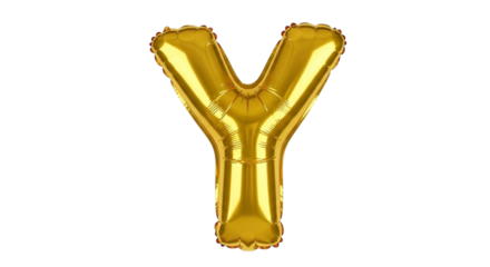 Golden letter y balloon isolated on transparent background
