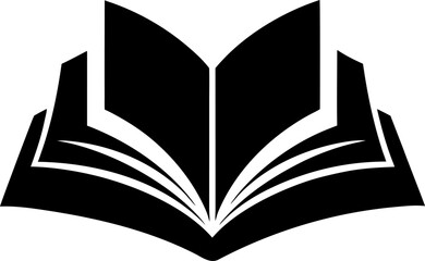 Open Book Silhouette Vector Black and White