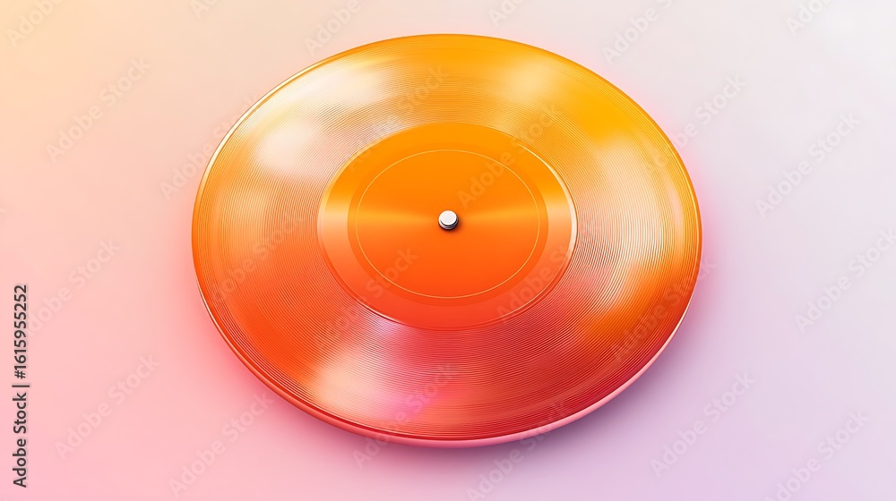 Poster a striking orange record vector action icon on a soft tech-inspired gradient