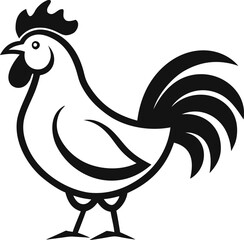 Rooster Crowing Farm Animal Icon Line Art Vector Black
