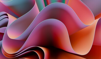 abstract curvy shape against the colourful background. Iridescent futuristic template