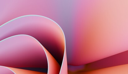 abstract curvy shape against the colourful background. Iridescent futuristic template
