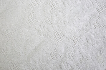 Vintage patterned table cloth , white fabric folds abstract  backdrop