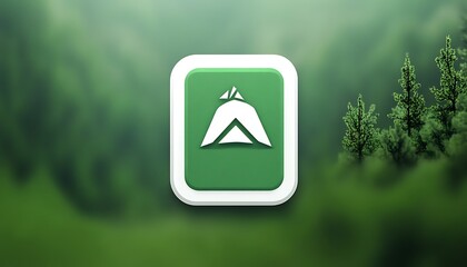 Clean outdoor activity-themed vector icon set in white on a forest green background