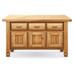 Detailed Wooden Cabinet with Drawers and Doors Rustic Style