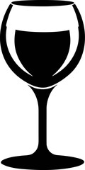 Stemmed Glass for Wine Black Silhouette