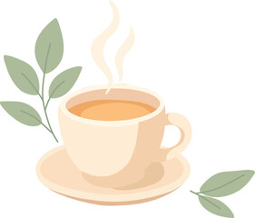 Tea Cup with Leaves