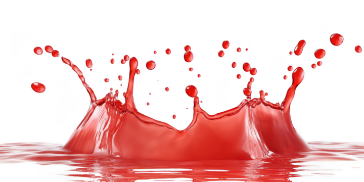 Red liquid crown splash effect on transparent png background
