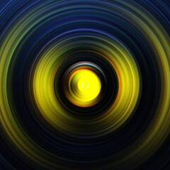 Colorful radial motion effect. Abstract rounded background. Color curves and sphere.