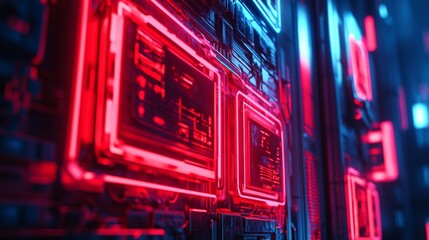 Obraz premium A glowing red neon sign with a futuristic vibe 
