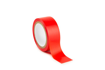Insulating tape on a bright colored background. Set of different colors insulating tape. Reel...
