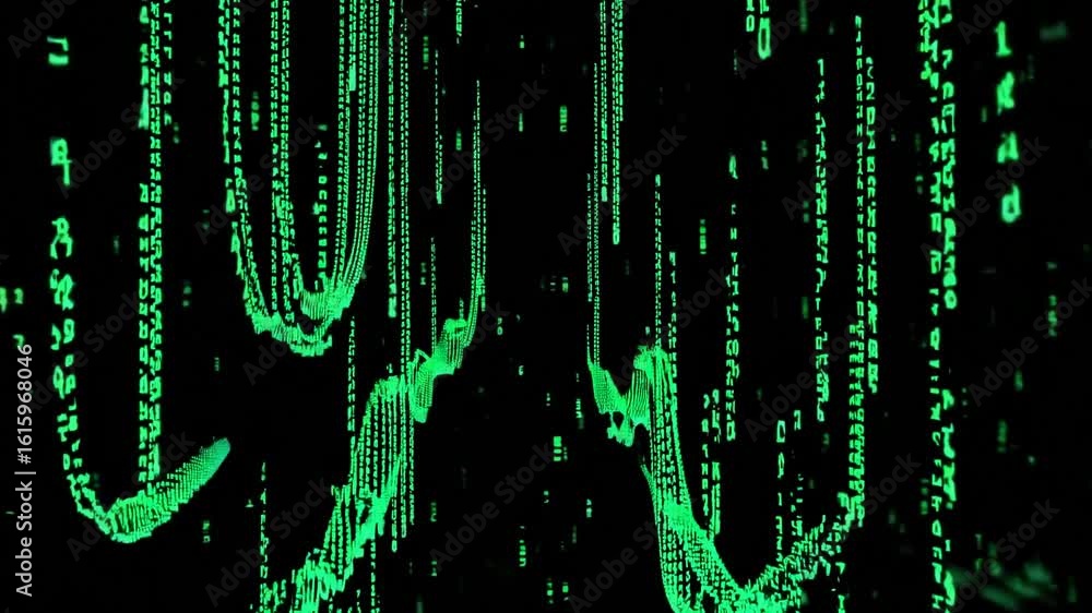 Poster striking matrixinspired digital cascade high energy, techfocused visual for dynamic projects, boosti