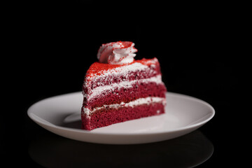 Delicious red velvet cake slice