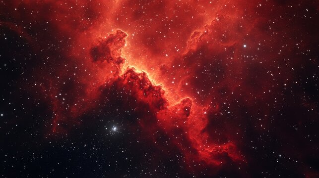 A red galaxy nebula wallpaper with cosmic dust and stars 