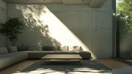 Fototapeta premium Modern living room with sunlight