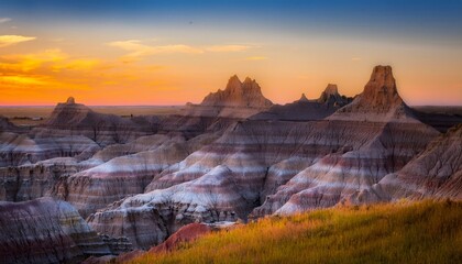 badlands majesty sunrise paints the peaks in south dakota