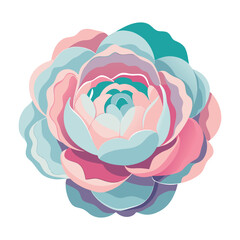 Colorful Abstract Floral Illustration with Pastel Petals on White Background