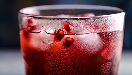 a close up of a glass of iced tea with ice cubes