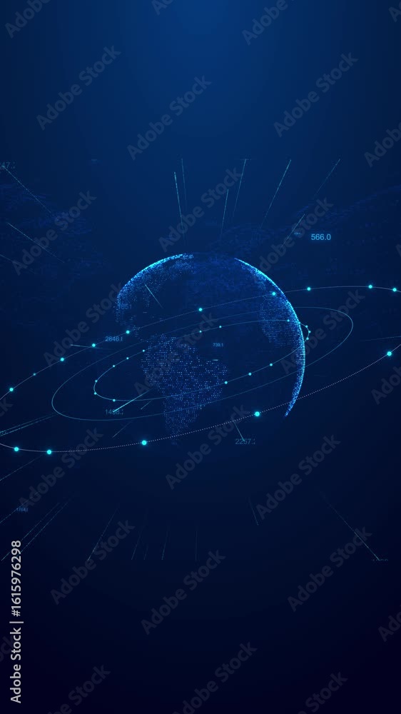 Aufkleber futuristic planet world map global social network earth internet technology. connections transfer pl