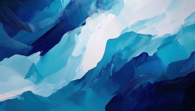 abstract arctic glacier formation in icy blue and white tones with fluid brush textures ideal for wall art or web background