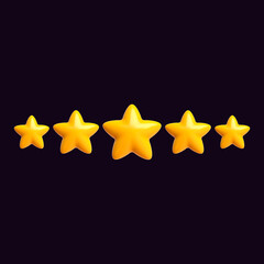 Stars 3D Yellow Rating Five Glossy
