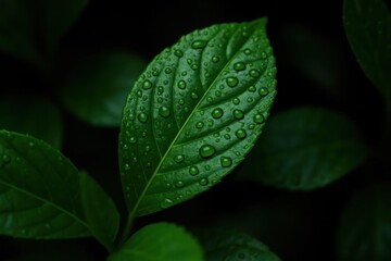 A Close-Up of Water Droplets on a Leaf