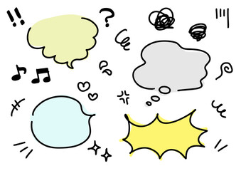 手書きの吹き出しと漫符のあしらいセット