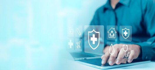 The concept of insurance represents various types of insurance such as insurance, travel, benefits,...
