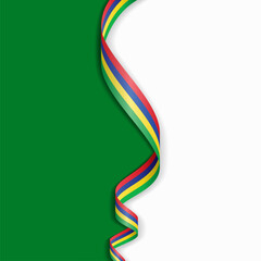 Mauritius flag wavy abstract background layout. Vector illustration.