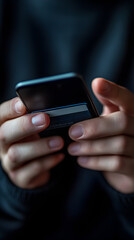 Close-up of hands holding a smartphone.