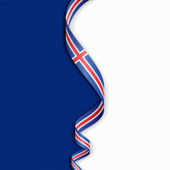 Icelandic flag wavy abstract background layout. Vector illustration.