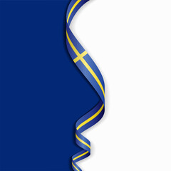 Swedish flag wavy abstract background layout. Vector illustration.
