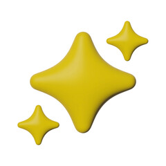 Three shiny yellow four pointed stars on a black background
