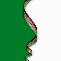 Kenyan flag wavy abstract background layout. Vector illustration.