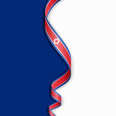 North Korean flag wavy abstract background layout. Vector illustration.
