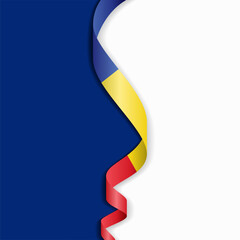 Romanian flag wavy abstract background layout. Vector illustration.