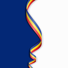 Romanian flag wavy abstract background layout. Vector illustration.